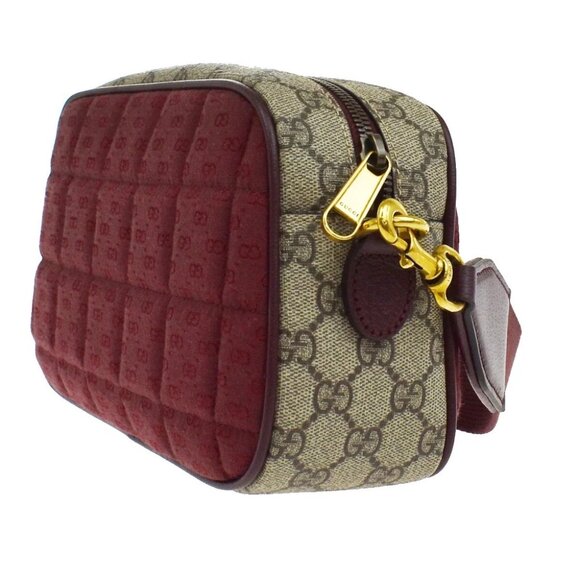 GUCCI Marmont GG Pattern Shoulder Bag Supreme Leather Canvas Brown Red - Picture 2 of 15